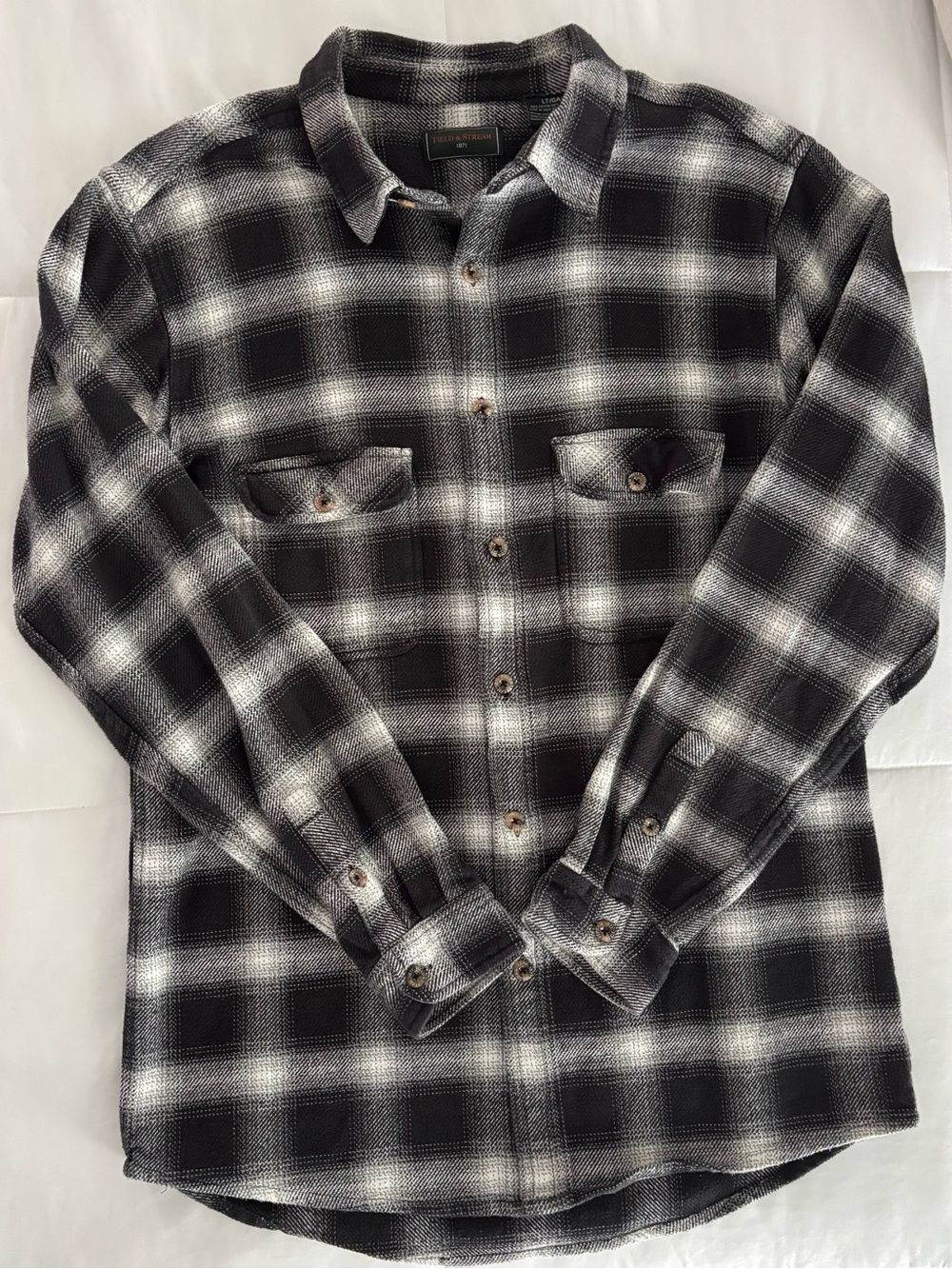 Field & Stream 100% Cotton Plaid Button-Down Flannel Shirt Size Large Tall